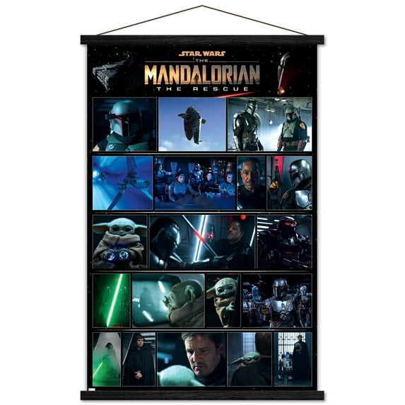 Star Wars: The Mandalorian Season 2 - Chapter 16 Grid Wall Poster with Wooden Magnetic Frame, 22.375" x 34"