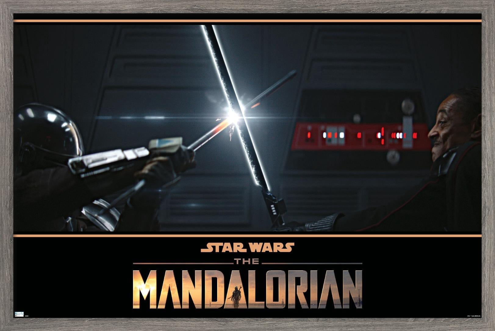 Star Wars: The Mandalorian Season 2 - Din Djarin vs. Moff Gideon Wall Poster, 22.375" x 34", Framed