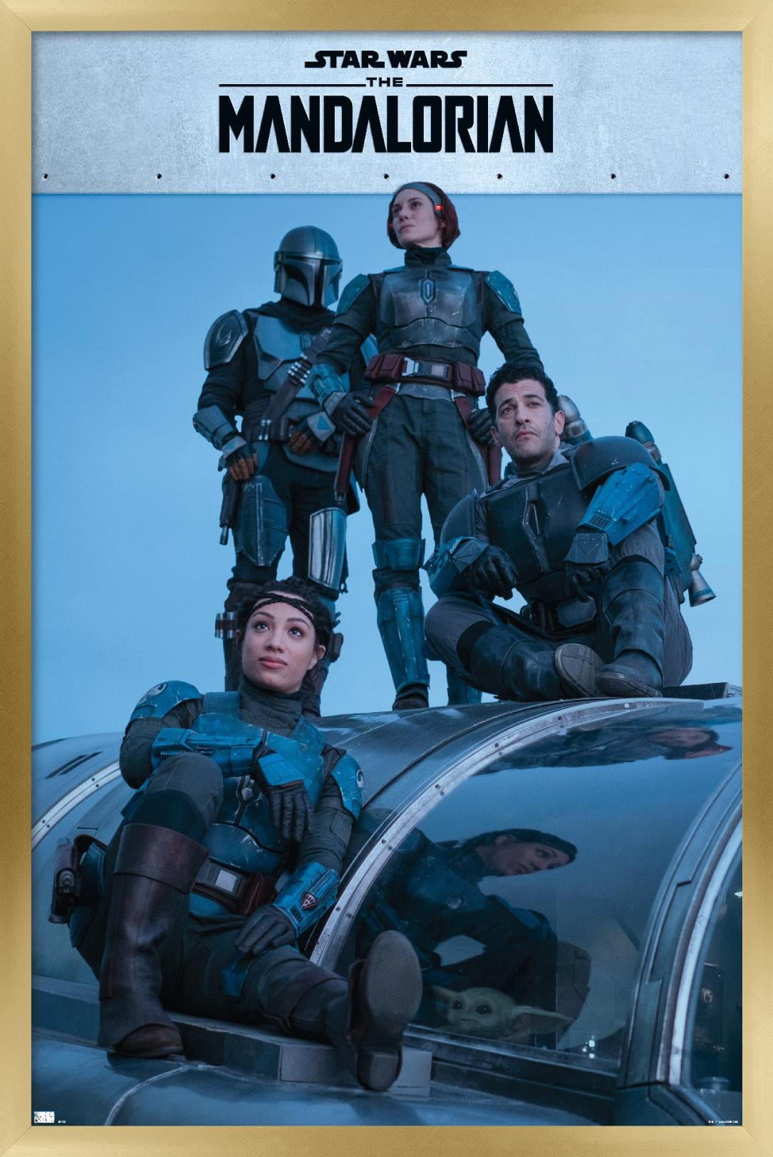 Star Wars: The Mandalorian Season 2 - Mandalorian Group Wall Poster, 14.725" x 22.375", Framed