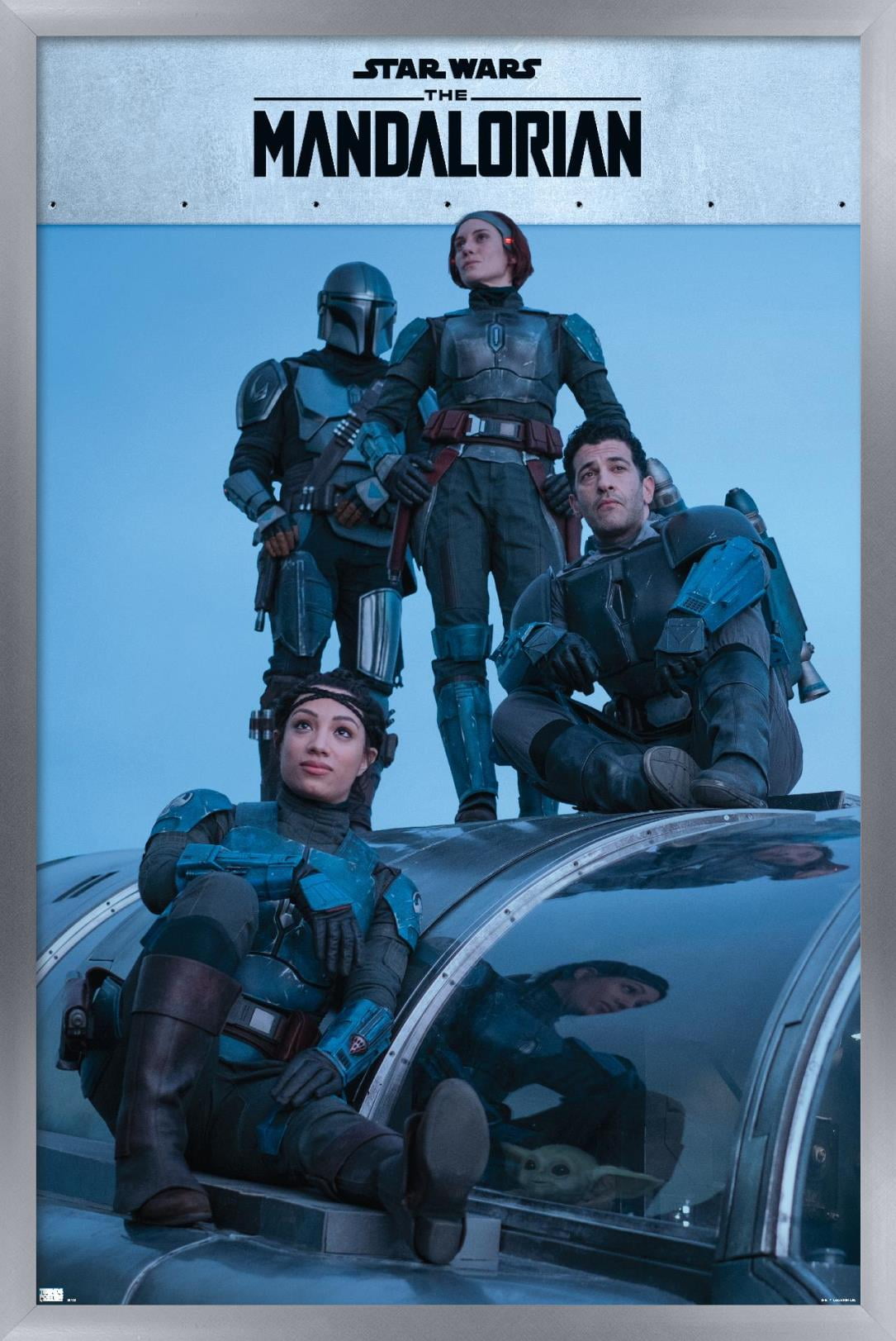 Star Wars: The Mandalorian Season 2 - Mandalorian Group Wall Poster, 14.725" x 22.375", Framed