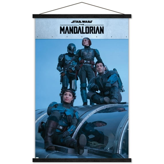 Star Wars: The Mandalorian Season 2 - Mandalorian Group Wall Poster with Wooden Magnetic Frame, 22.375" x 34"