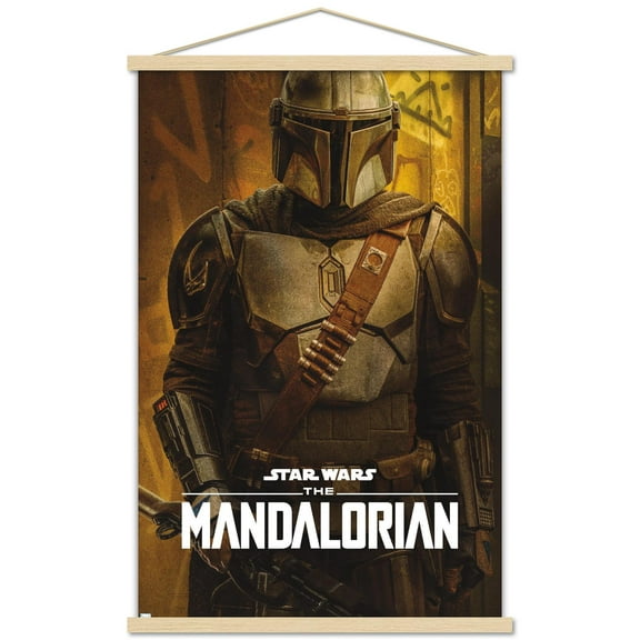 Star Wars: The Mandalorian Season 2 - Mandalorian Wall Poster with Wooden Magnetic Frame, 22.375" x 34"