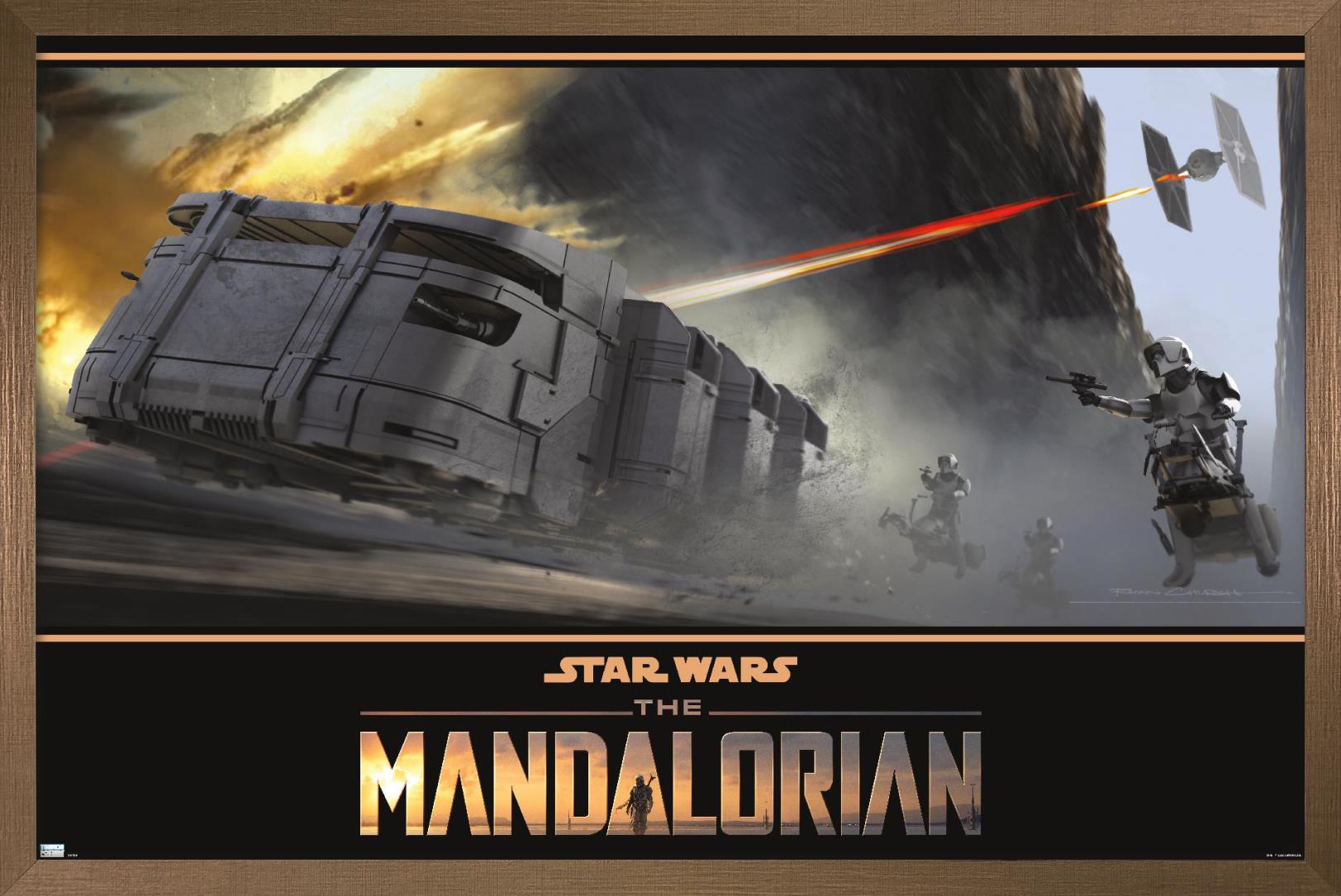 Star Wars: The Mandalorian Season 2 - TIE Fighter Battle Wall Poster, 14.725" x 22.375", Framed - image 1 of 5