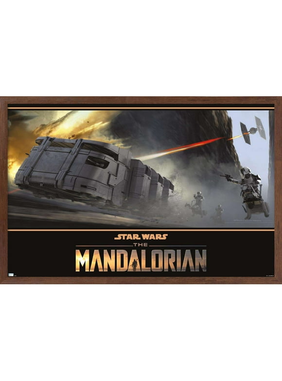 Star Wars: The Mandalorian Season 2 - TIE Fighter Battle Wall Poster, 22.375" x 34", Framed