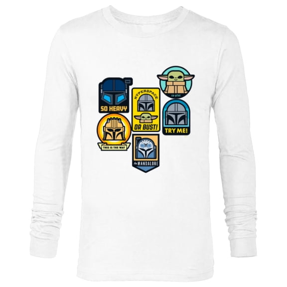 Star Wars The Mandalorian Season 3 Character Stickers Grogu - Long Sleeve T-Shirt for Men - Customized-White