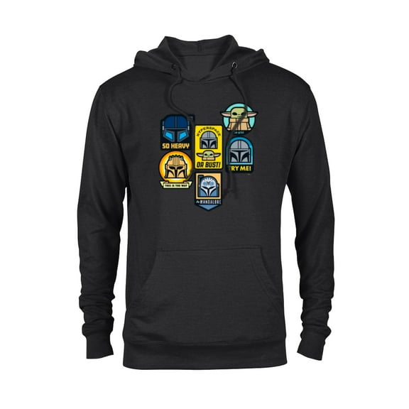 Star Wars The Mandalorian Season 3 Character Stickers Grogu - Pullover Hoodie for Adults - Customized-Black