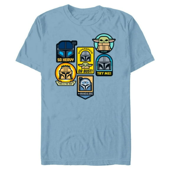 Star Wars The Mandalorian Season 3 Character Stickers Grogu - Short Sleeve Blended T-Shirt for Adults - Customized-Ocean Blue