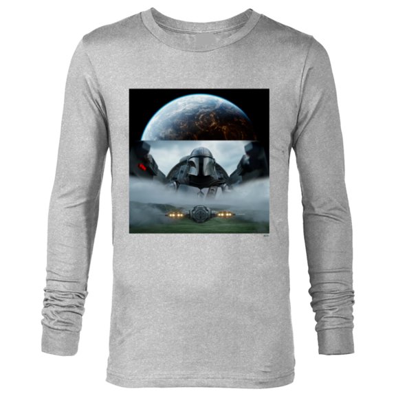 Star Wars The Mandalorian Season 3 Coruscant & Starfighters - Long Sleeve T-Shirt for Men - Customized-Athletic Heather