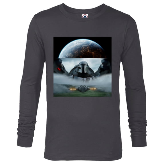 Star Wars The Mandalorian Season 3 Coruscant & Starfighters - Long Sleeve T-Shirt for Men - Customized-Charcoal Heather