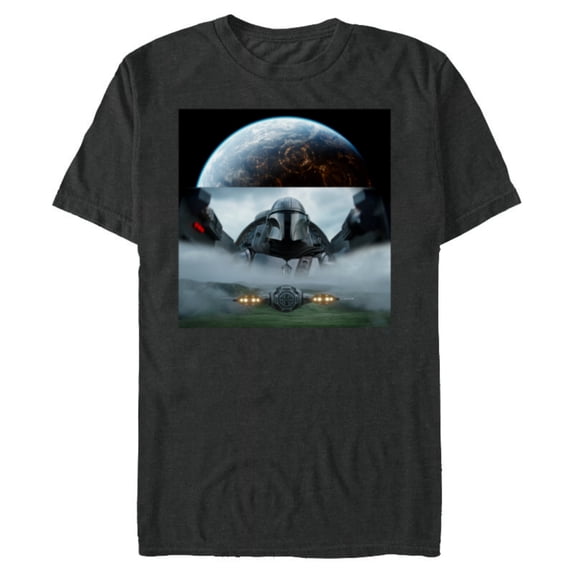 Star Wars The Mandalorian Season 3 Coruscant & Starfighters - Short Sleeve Blended T-Shirt for Adults - Customized-Dark Heather