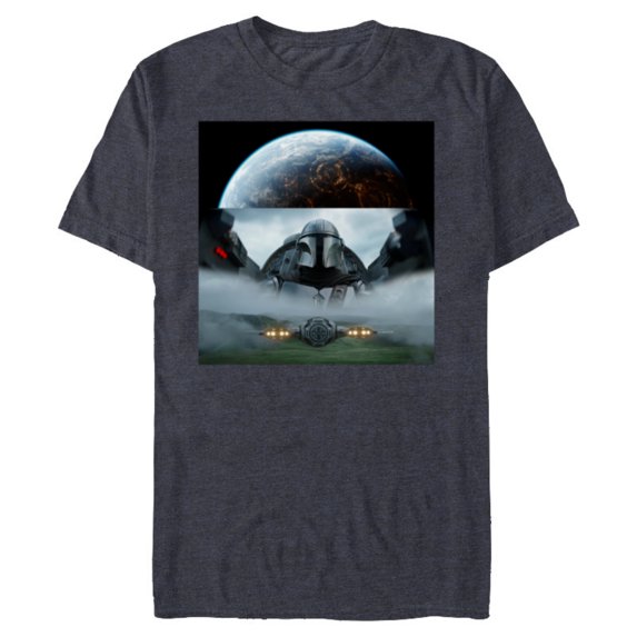 Star Wars The Mandalorian Season 3 Coruscant & Starfighters - Short Sleeve Blended T-Shirt for Adults - Customized-Navy Heather