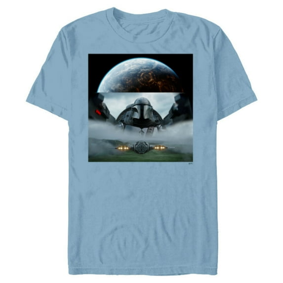 Star Wars The Mandalorian Season 3 Coruscant & Starfighters - Short Sleeve Blended T-Shirt for Adults - Customized-Ocean Blue