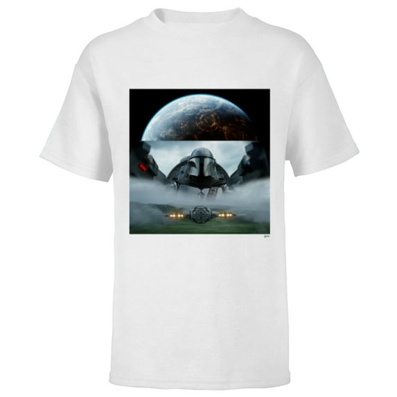 Star Wars The Mandalorian Season 3 Coruscant & Starfighters - Short Sleeve T-Shirt for Kids - Customized-White