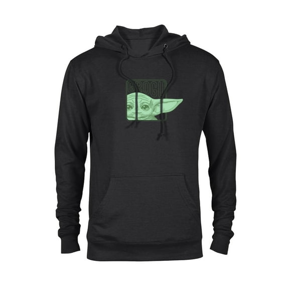 Star Wars The Mandalorian Season 3 Grogu Face with Name - Pullover Hoodie for Adults - Customized-Black