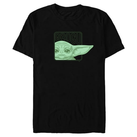 Star Wars The Mandalorian Season 3 Grogu Face with Name - Short Sleeve Blended T-Shirt for Adults - Customized-Black