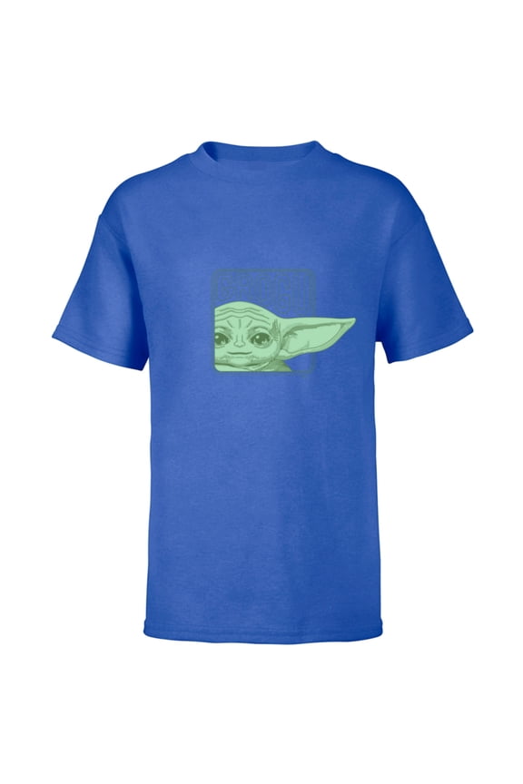 The Mandalorian Season 3 Grogu Face with Name - Short Sleeve T-Shirt for Kids - Customized-Royal