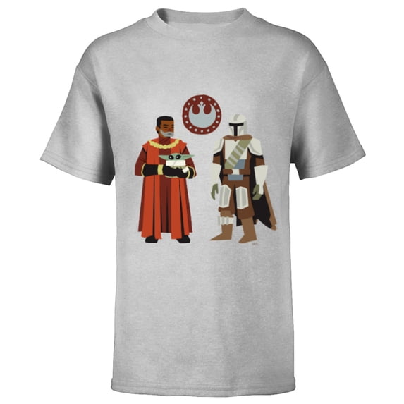Star Wars The Mandalorian Season 3 Grogu Greef Karga Symbol - Short Sleeve T-Shirt for Kids - Customized-Athletic Heather