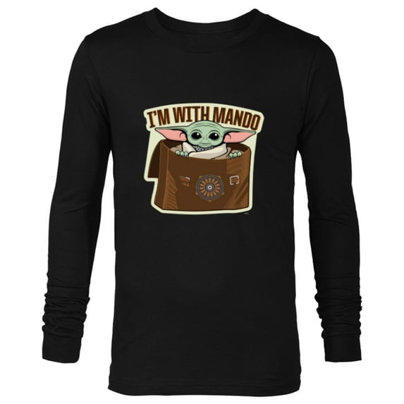 Star Wars The Mandalorian Season 3 Grogu I’m With Mando - Long Sleeve T-Shirt for Men - Customized-Black