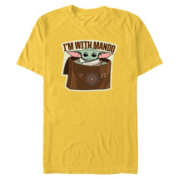 Star Wars The Mandalorian Season 3 Grogu I’m With Mando - Short Sleeve Blended T-Shirt for Adults - Customized-Yellow