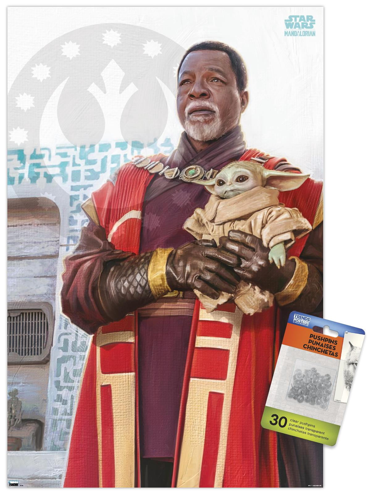 Star Wars: The Mandalorian Season 3 - Grogu and Greef Karga Wall Poster with Push Pins, 14.725" x 22.375"