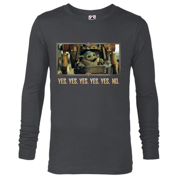 Star Wars The Mandalorian Season 3 Grogu in IG-12 Yes Yes No - Long Sleeve T-Shirt for Men - Customized-Charcoal Heather