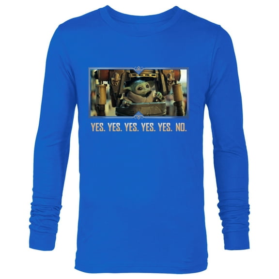 Star Wars The Mandalorian Season 3 Grogu in IG-12 Yes Yes No - Long Sleeve T-Shirt for Men - Customized-Navy