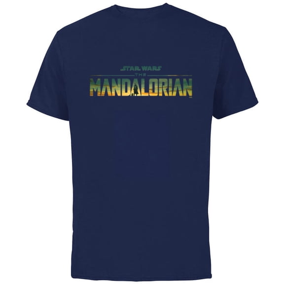 Star Wars The Mandalorian Season 3 Logo Grogu Disney+ - Short Sleeve Cotton T-Shirt for Adults - Customized-Navy