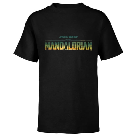 Star Wars The Mandalorian Season 3 Logo Grogu Disney+ - Short Sleeve T-Shirt for Kids - Customized-Black