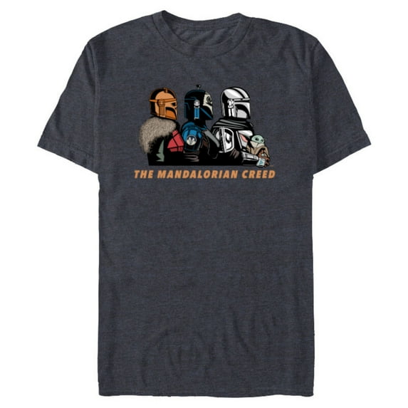 Star Wars The Mandalorian Season 3 Mandalorian Creed Grogu - Short Sleeve Blended T-Shirt for Adults - Customized-Navy Heather