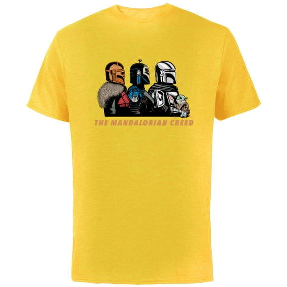 Star Wars The Mandalorian Season 3 Mandalorian Creed Grogu - Short Sleeve Cotton T-Shirt for Adults - Customized-Yellow