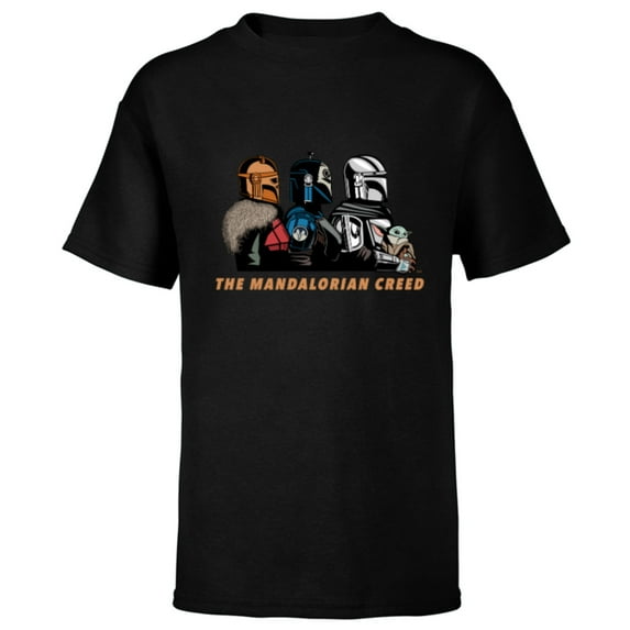 Star Wars The Mandalorian Season 3 Mandalorian Creed Grogu - Short Sleeve T-Shirt for Kids - Customized-Black