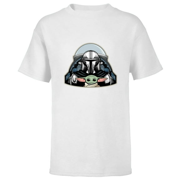 Star Wars The Mandalorian Season 3 N-1 Starfighter Grogu - Short Sleeve T-Shirt for Kids - Customized-White