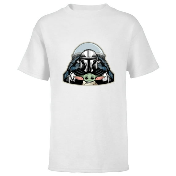 Star Wars The Mandalorian Season 3 N-1 Starfighter Grogu - Short Sleeve T-Shirt for Kids - Customized-White