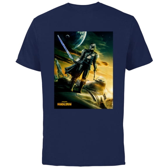 Star Wars The Mandalorian Season 3 Poster Design - Short Sleeve Cotton T-Shirt for Adults - Customized-Navy