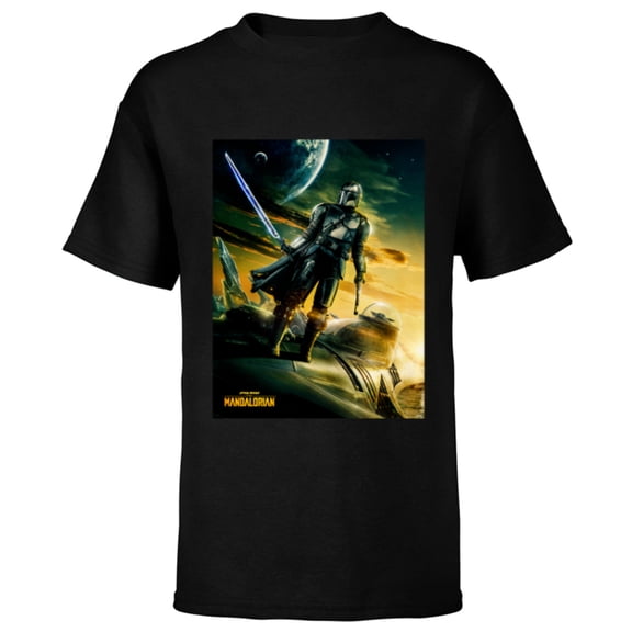 Star Wars The Mandalorian Season 3 Poster Design - Short Sleeve T-Shirt for Kids - Customized-Black