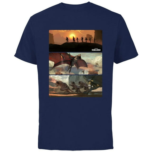Star Wars The Mandalorian Season 3 Raptor Rescue Concept Art - Short Sleeve Cotton T-Shirt for Adults - Customized-Navy