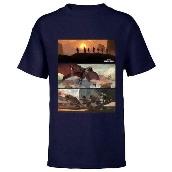 Star Wars The Mandalorian Season 3 Raptor Rescue Concept Art - Short Sleeve T-Shirt for Kids - Customized-Navy