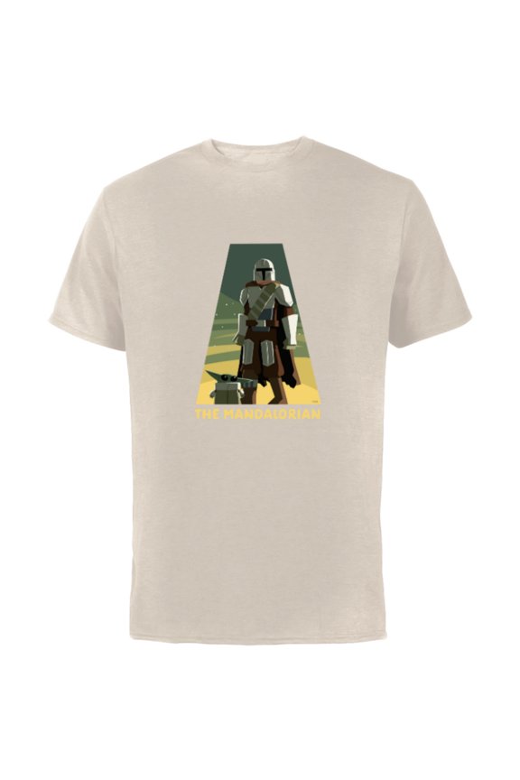 The Mandalorian Season 3 Triangle Grogu Disney+ - Short Sleeve Cotton T-Shirt for Adults - Customized-Natural