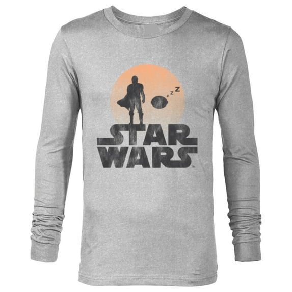 Star Wars The Mandalorian Sleeping Child Silhouette - Long Sleeve T-Shirt for Men - Customized-Athletic Heather