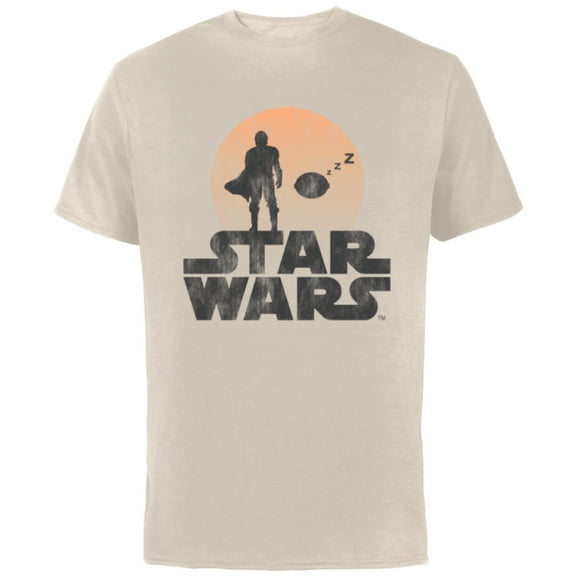 Star Wars The Mandalorian Sleeping Child Silhouette - Short Sleeve Cotton T-Shirt for Adults - Customized-Natural
