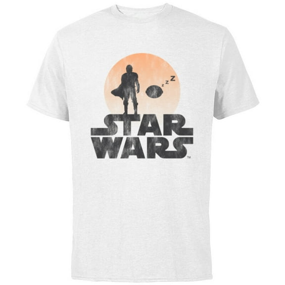Star Wars The Mandalorian Sleeping Child Silhouette - Short Sleeve Cotton T-Shirt for Adults - Customized-White