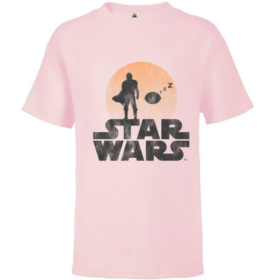 Star Wars The Mandalorian Sleeping Child Silhouette - Short Sleeve T-Shirt for Kids - Customized-Soft Pink