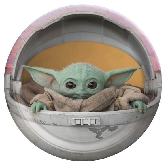Prime Party Star Wars The Mandalorian Baby Yoda Grogu Paper Dessert Plates 8ct, 7 in