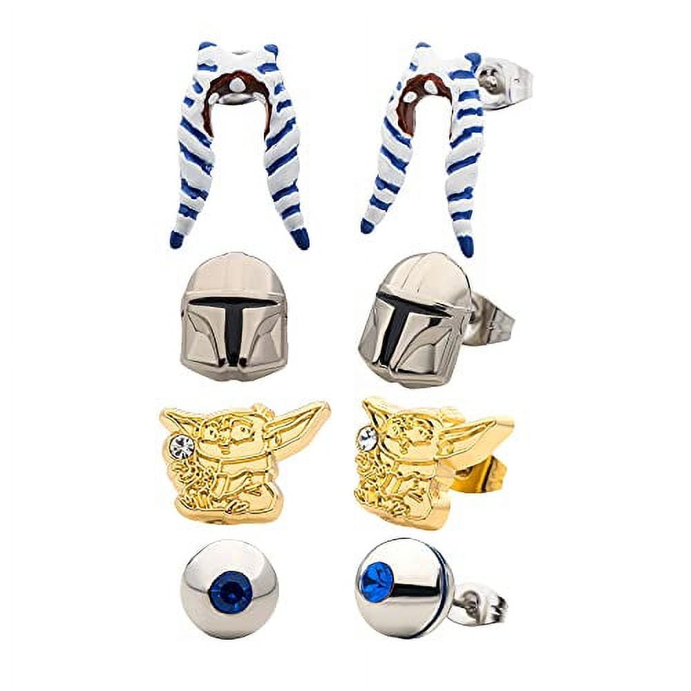 Star Wars The Mandalorian Stud Earrings Set Baby Yoda Ahsoka Tano