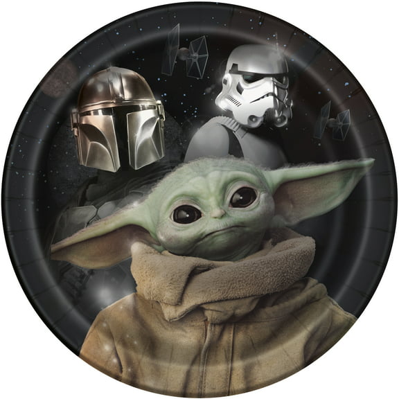 Star Wars The Mandalorian The Child Baby Yoda Birthday Paper Dinner Plates, 9in, 8ct
