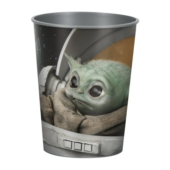 Star Wars The Mandalorian The Child Baby Yoda Birthday Plastic Cup, 16 fl oz