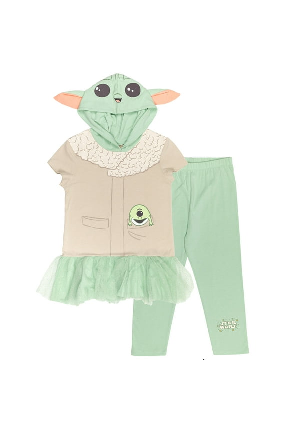 The Mandalorian The Child Big Girls Cosplay Costume T-Shirt Dress and Leggings Infant to Big Kid