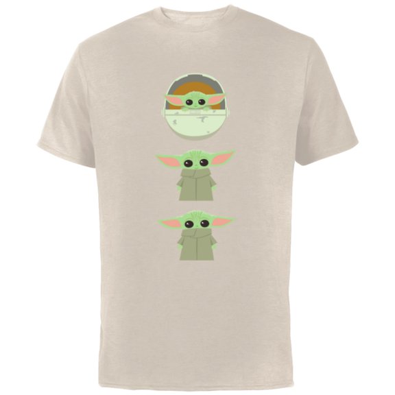 Star Wars The Mandalorian The Child Cartoon Poses - Short Sleeve Cotton T-Shirt for Adults - Customized-Natural
