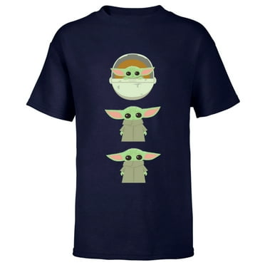 Star Wars The Mandalorian The Child Cartoon Poses - Short Sleeve T-Shirt for Kids - Customized-Navy