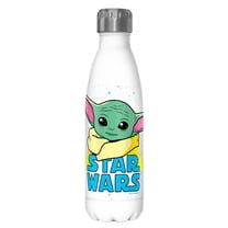 Star Wars: The Mandalorian The Child Cartoon Shiny Eyes Stainless Steel Water Bottle White 17 oz.